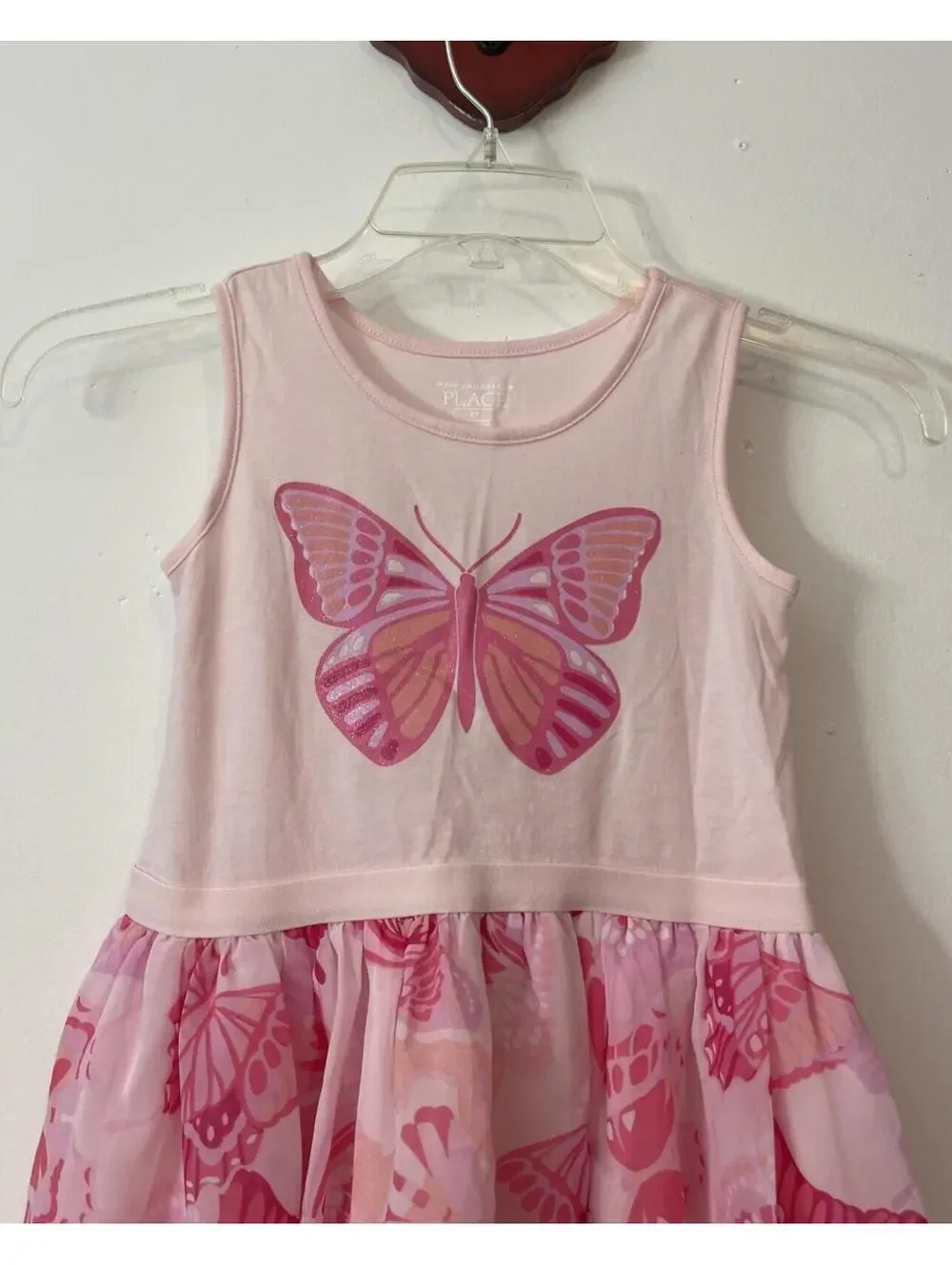 The Childrens Place Girls 5t Pink Butterfly Knee-Length Sleeveless Dress! A2184